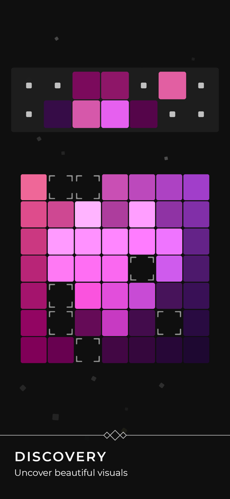 Colorma - A pink and purple color gradient puzzle in a heart shape on a dark interface