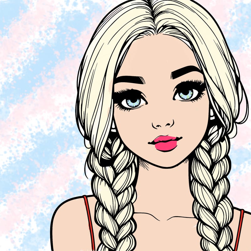 realistic girl with braids