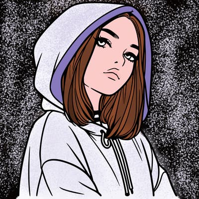 a realistic girl in a hoodie