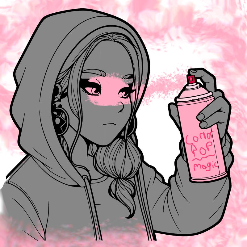 a realistic girl, spray painting