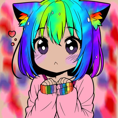 shy anime catgirl