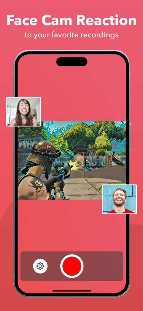 Face cam reaction feature on the Record it screen recorder app