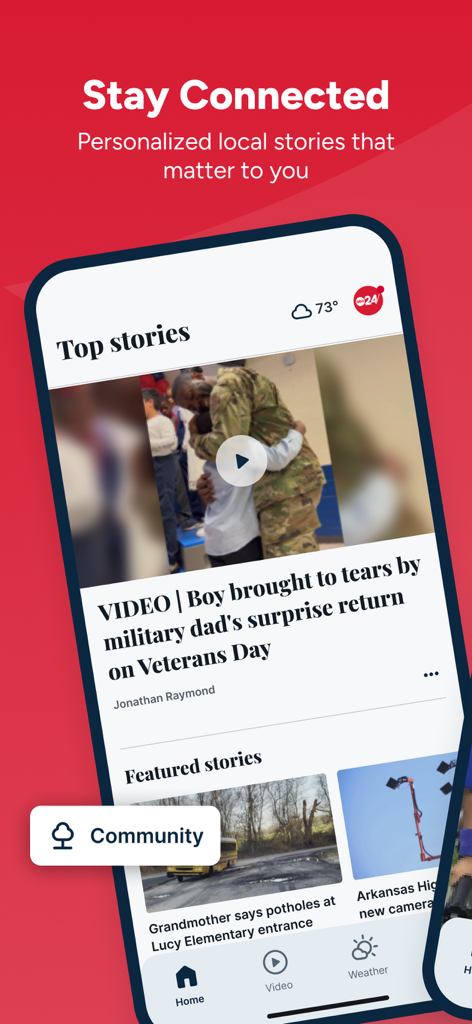 ABC24 - Memphis News - ABC24 Memphis news app screen displaying personalized local stories and community news