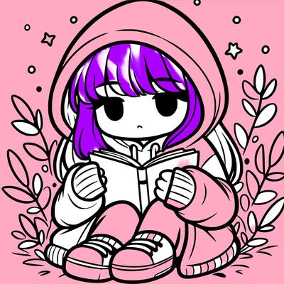 girl in oversized hoodie reading a book