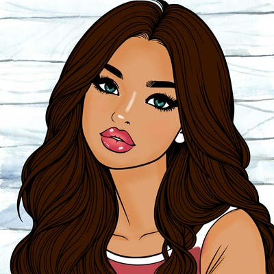 realistic girl with hair on her hair and lips
