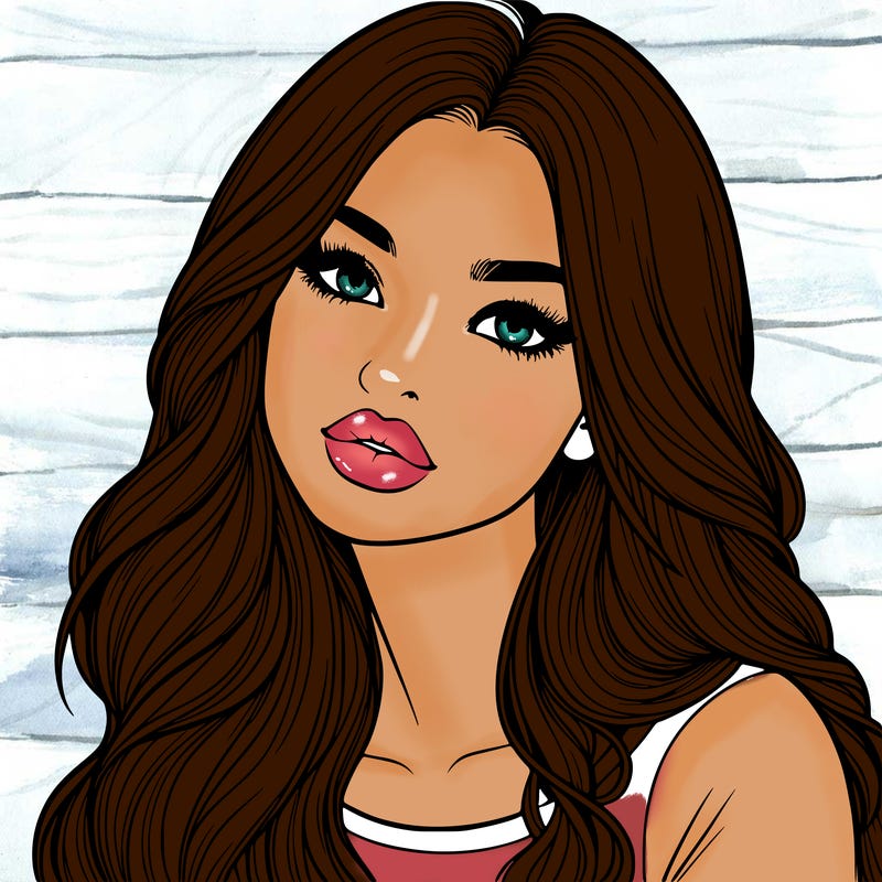 realistic girl with hair on her hair and lips