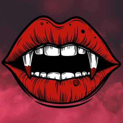 lips with vampire teeth