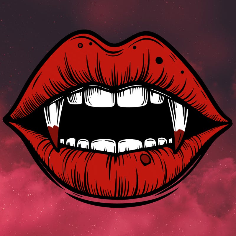lips with vampire teeth