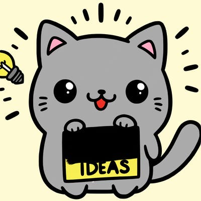 a cute cat saying share your ideas