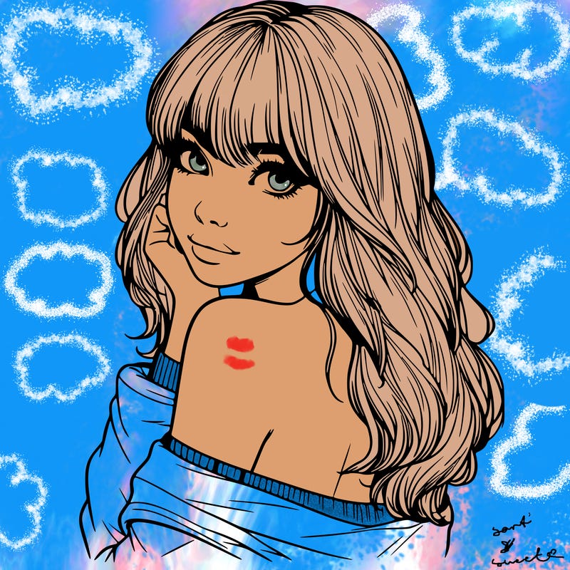 realistic girl with bangs looking over her shoulder