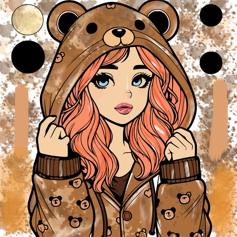 realistic girl in a animal pjs hoodie