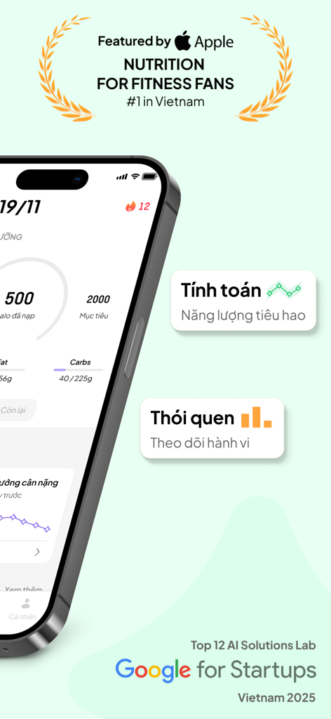 Interfaccia dell'app di nutrizione e perdita di peso Eatsy che mostra il tracciamento delle calorie e il monitoraggio delle abitudini