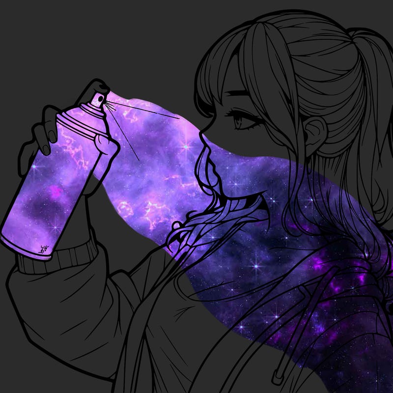 a realistic girl spray, painting