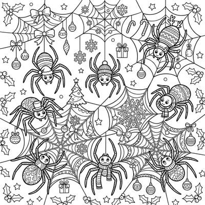 Unleash your creativity with this delightful Christmas spiders coloring page, featuring eight charming arachnids decked out in holiday gear. Perfect for adding a unique, festive touch to your coloring collection this season.