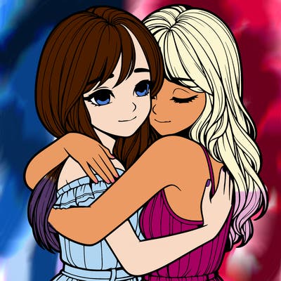 realistic girls hugging