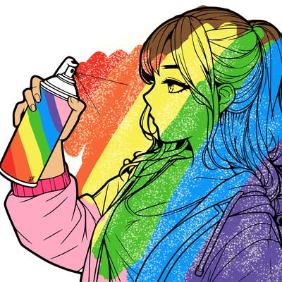 a realistic girl spray, painting