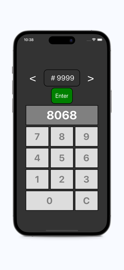 Rust Code Lock Raid - Smartphone screen showing the Rust Code Lock Raid app interface with a numeric keypad and the code 8068