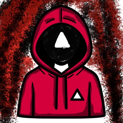 a person with non face waering a hoodie with a small triangle symbol