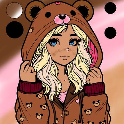 realistic girl in a animal pjs hoodie