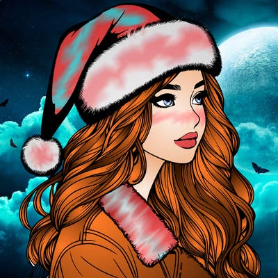 realistic girl in santa hat