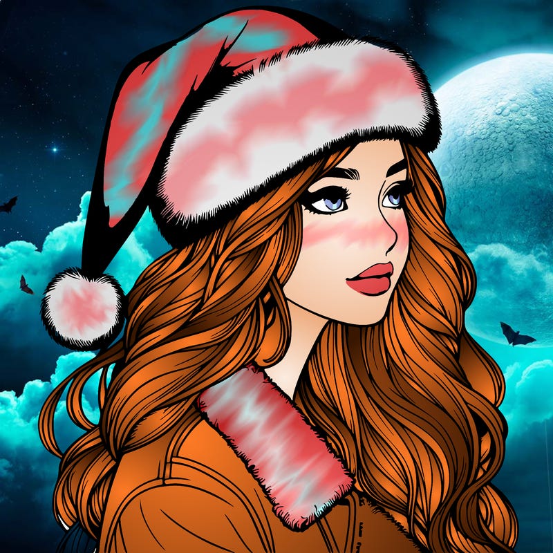 realistic girl in santa hat