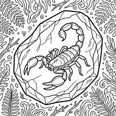 Dive into a prehistoric adventure with this exciting Amber Scorpion coloring page, perfect for curious young artists. Imagine bringing this ancient creature, trapped in shimmering amber, to life with your favorite colors.