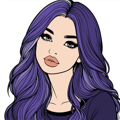 realistic girl with hair on her hair and lips