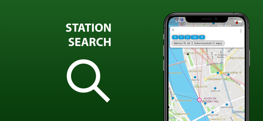 Station search feature in the City Transport Map Florence navigation app