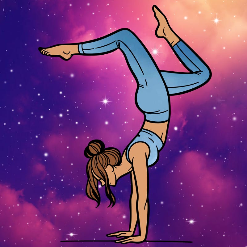 a woman doing a handstand