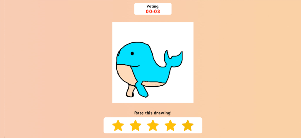 Coloring book paint drawing - Un dibujo de una ballena azul en una pantalla de calificación comunitaria con cinco estrellas