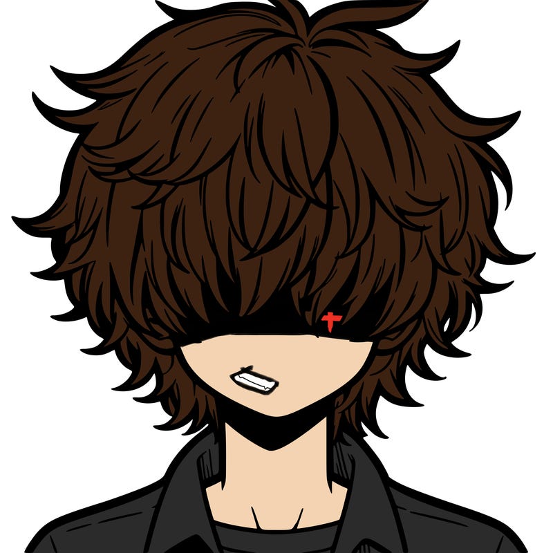 manga boy fluffy hair covering his eyes