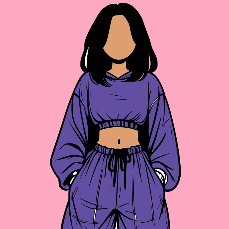 realistic girl faceless with baggy pants and a crop top