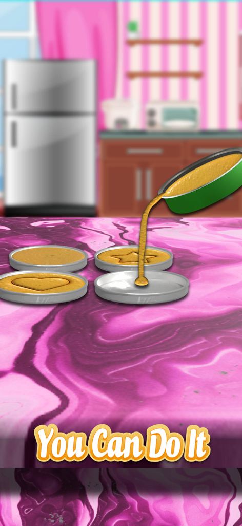 Honeycomb Candy Challenge Game - Pouring liquid dalgona mixture into circular molds with heart and star patterns