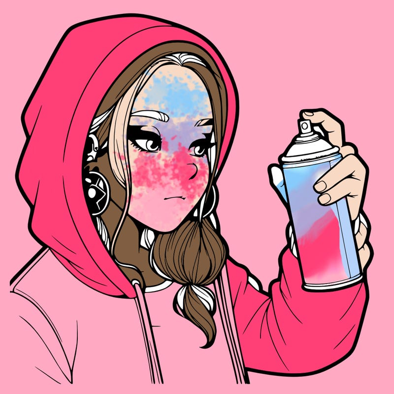 a realistic girl, spray painting