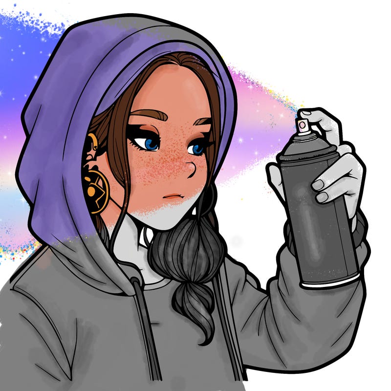 a realistic girl, spray painting