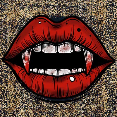 lips with vampire teeth