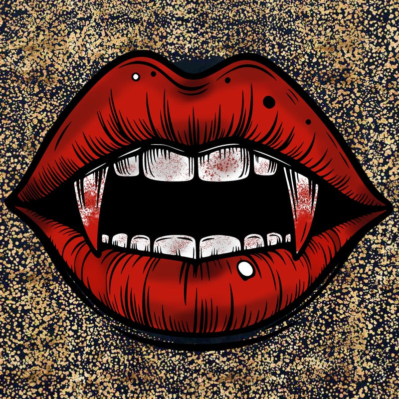 lips with vampire teeth