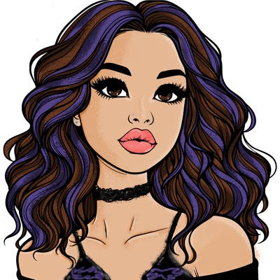 realistic girl with wavy hair and lips