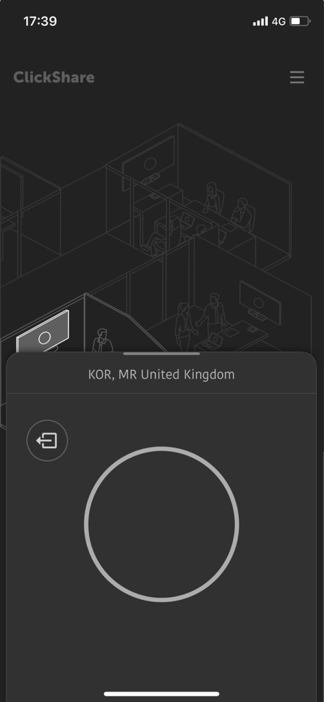 ClickShare - ClickShare-App-Oberfläche zur Verbindung mit einem Besprechungsraum und drahtlosen Bildschirmfreigabe.