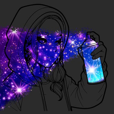 a realistic girl, spray painting