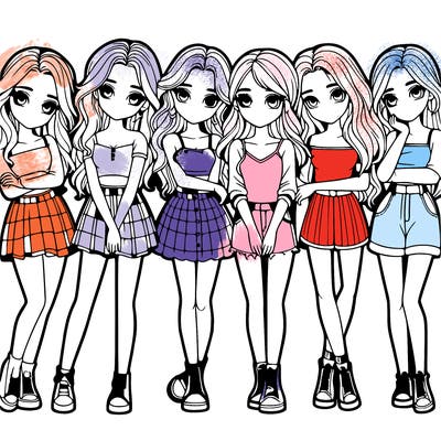 a group of girls realistic