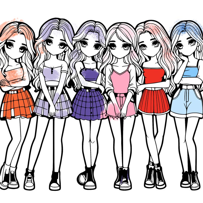 a group of girls realistic