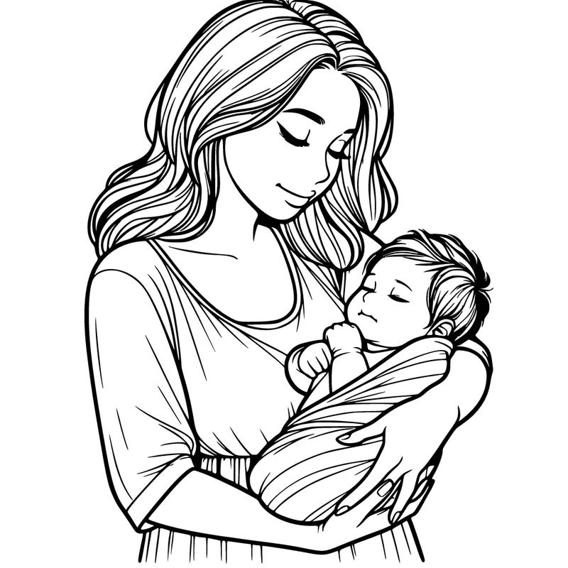 mother holding baby realistic