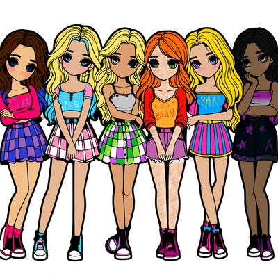 a group of girls realistic