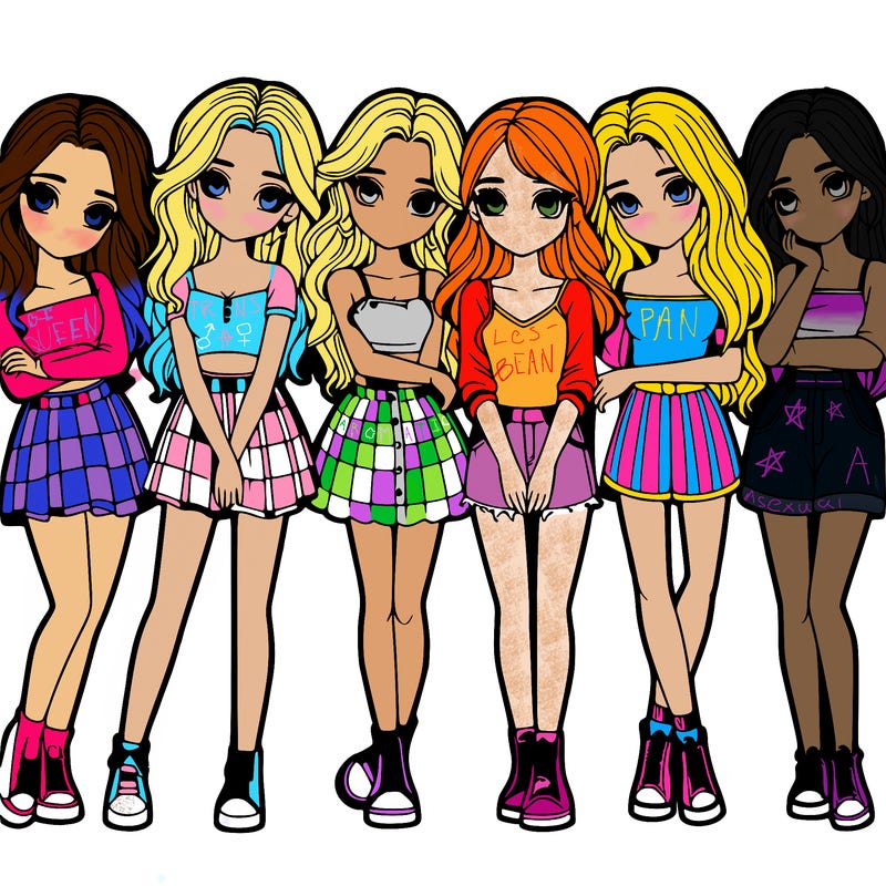 a group of girls realistic