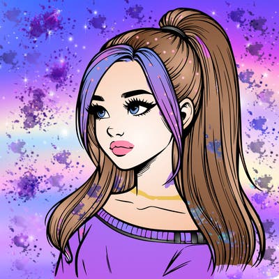 realistic girl with a high ponytail