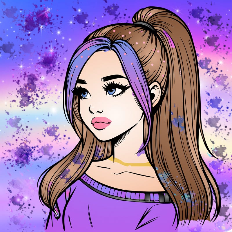 realistic girl with a high ponytail