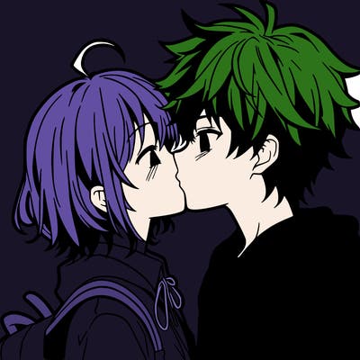 anime boy and girl kissing