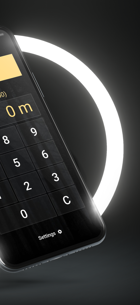 Interface of the HLL Artillery Calculator app showing a number pad for distance input
