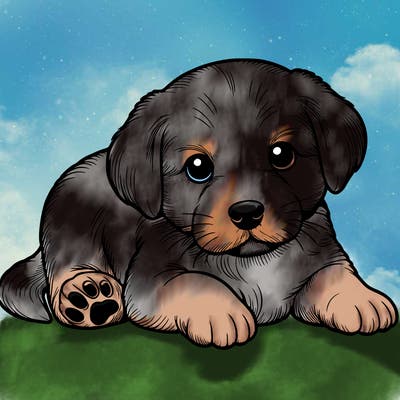 a cute realistic puppy